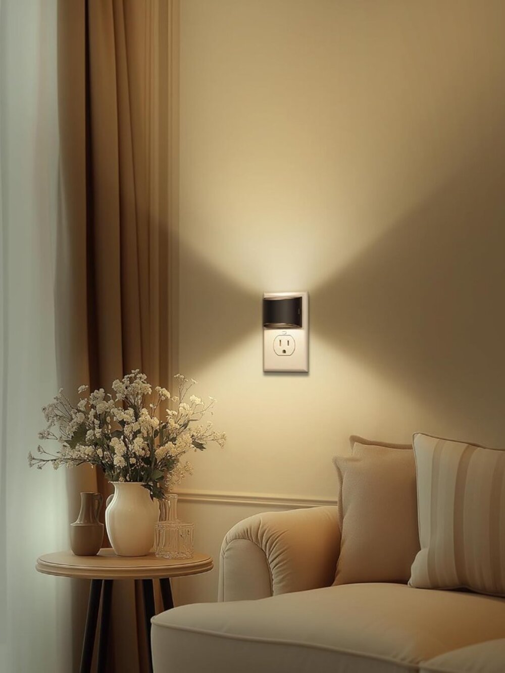 DORESshop LED Night Light 2 Pack, Wall Plug, Dimmable Sensor Lights, 3000K Warm